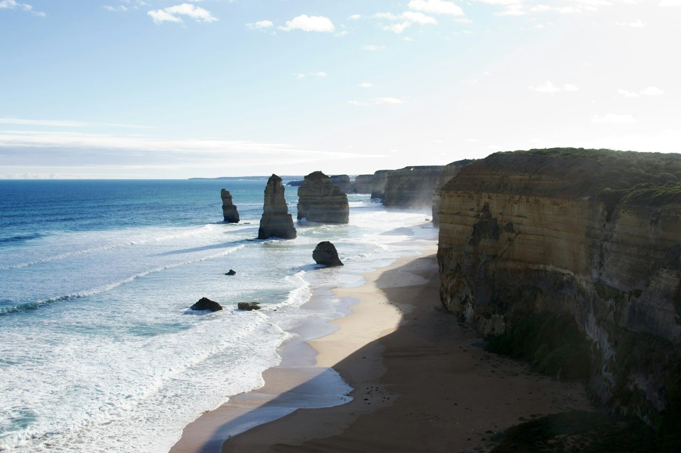 Limestone stacks and surf along the Twelve Apostles coast