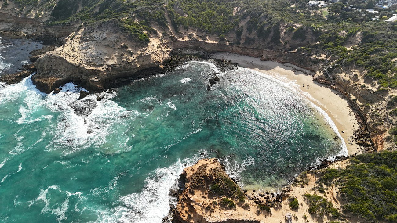 A sheltered rocky cove on the Mornington Peninsula