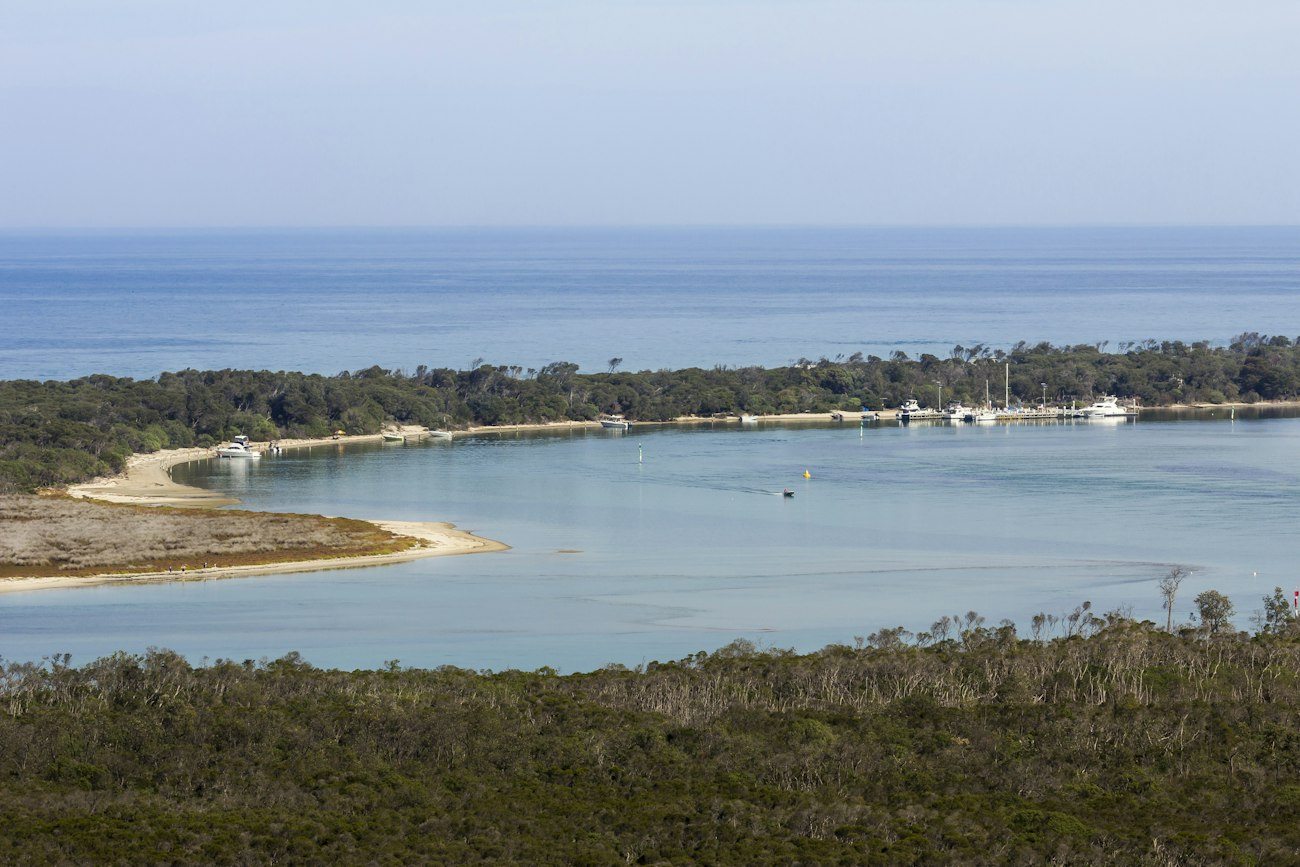 Waterways and the ocean entrance at Lakes Entrance