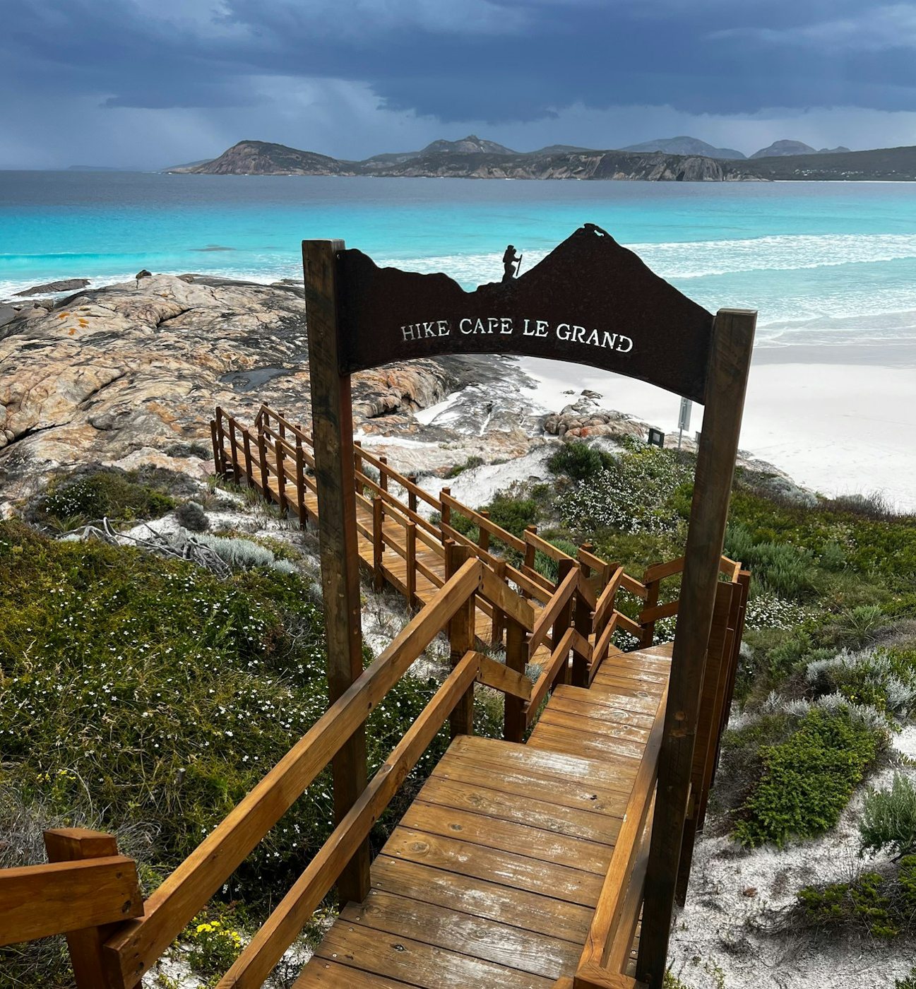 Wooden steps leading to Cape Le Grand's beach