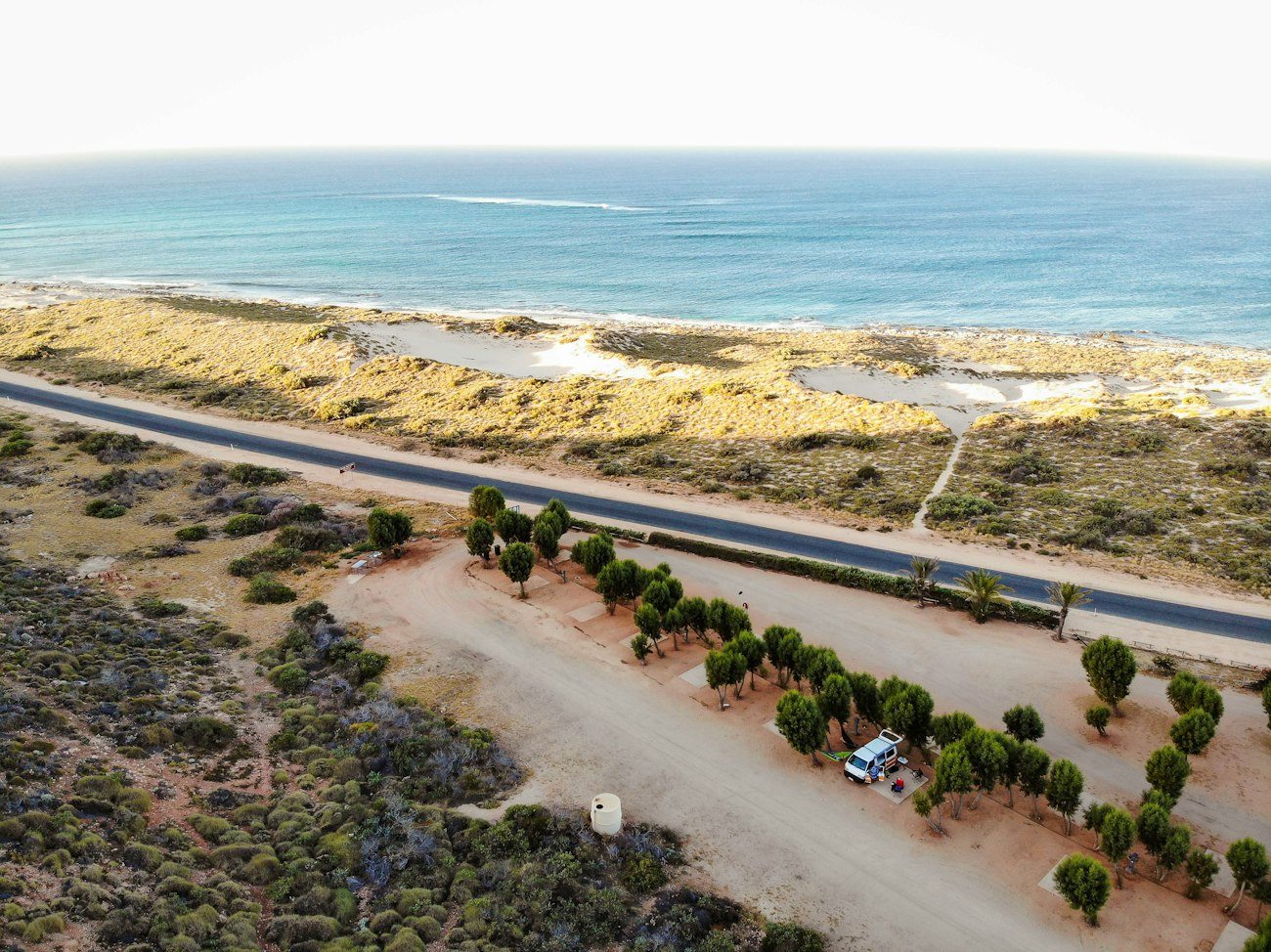 A road running beside the coast near Exmouth