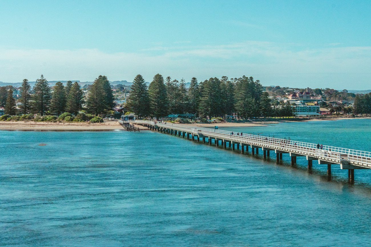 The causeway between Victor Harbor and Granite Island