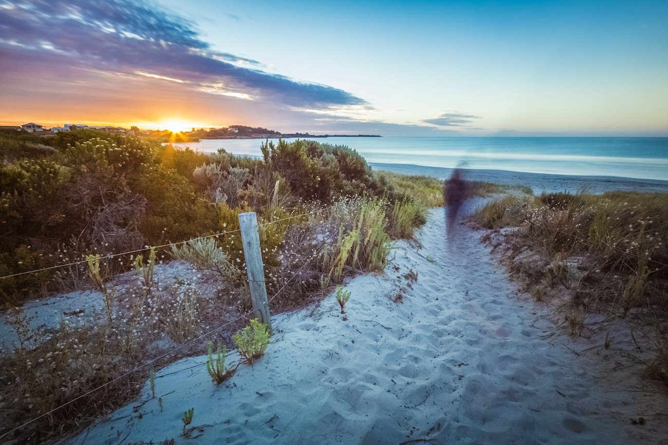 A sandy path through dunes leading to the beach at Robe