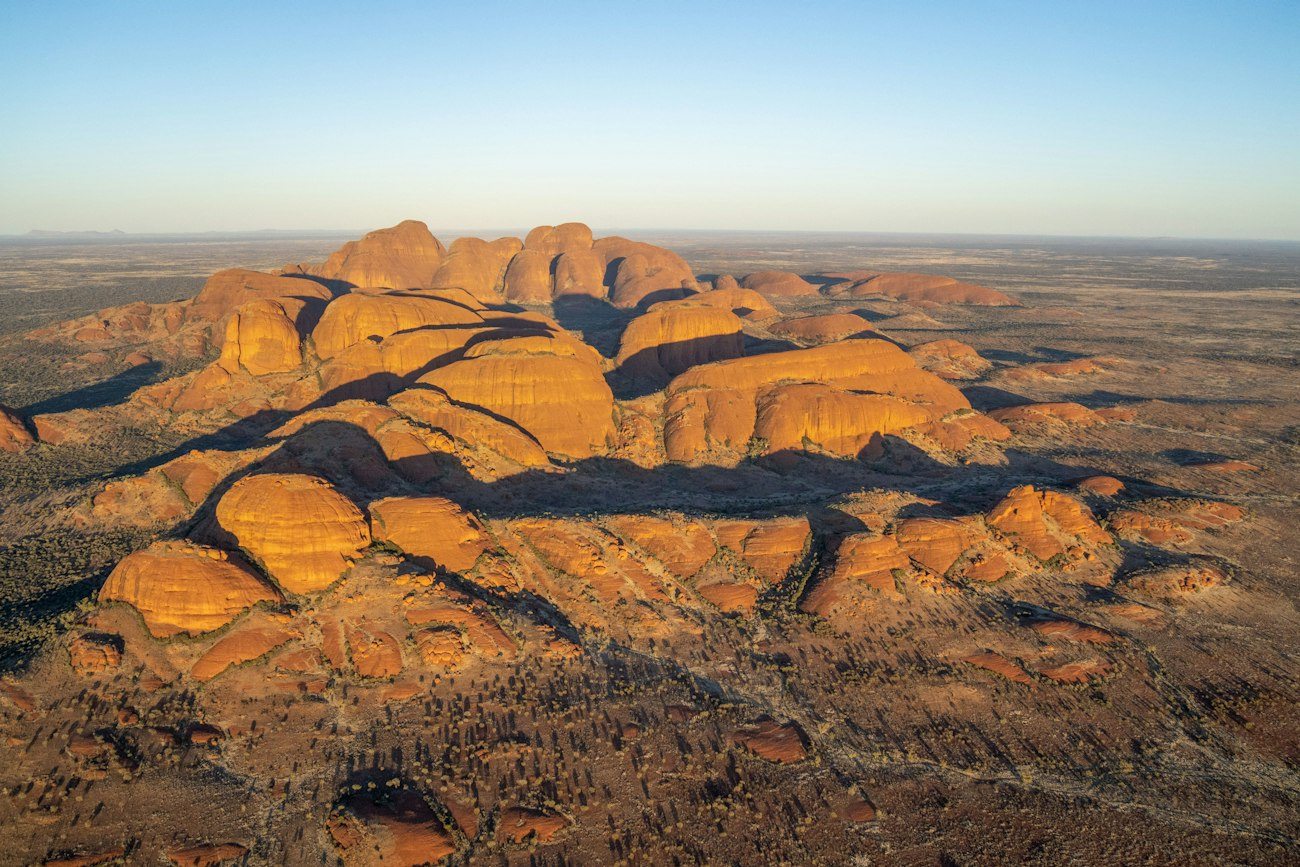 The rounded red domes of Kata Tjuta from above